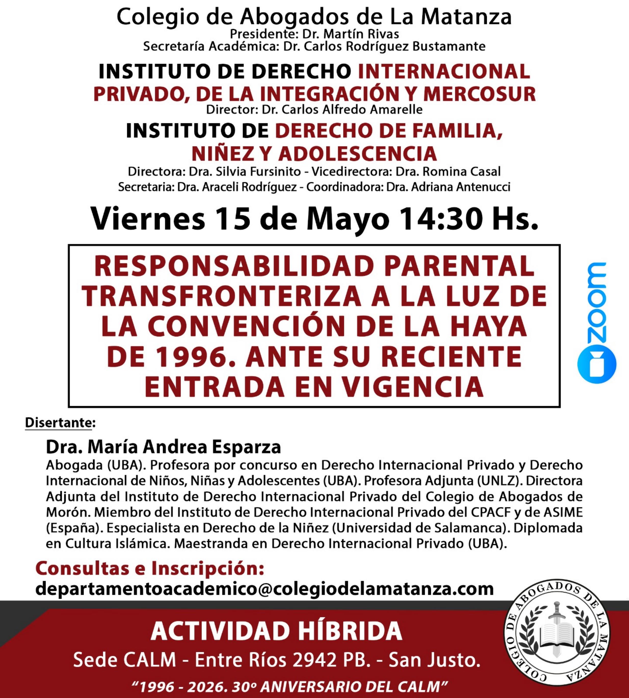 Flyer de la disertación Responsabilidad Parental Transfronteriza a la luz de la Convención de La Haya de 1996.