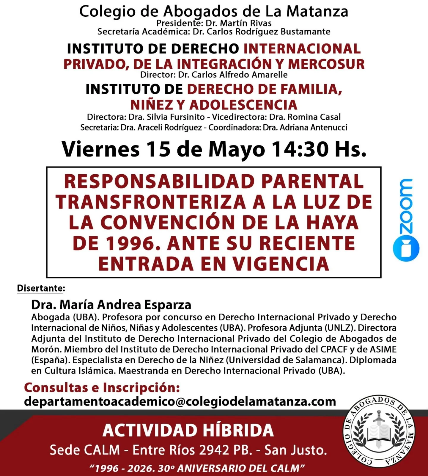 Flyer de la disertación Responsabilidad Parental Transfronteriza a la luz de la Convención de La Haya de 1996.